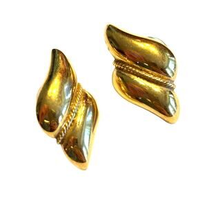 Vintage Napier pierced earrings gold classic conservative rich patina timeless